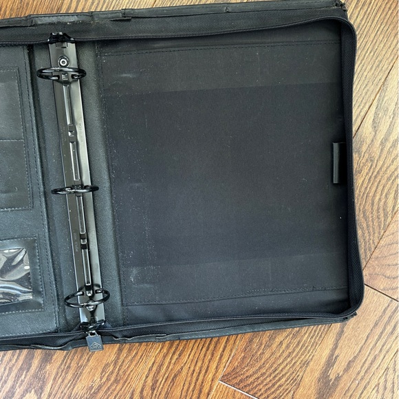 AUREX Black Leather Portfolio Case Zipper Binder - Picture 7 of 10